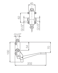 PB Pedal Line Dvojitý nožní pedálový kohoutek chrom pro montáž na podlahu 1208969756