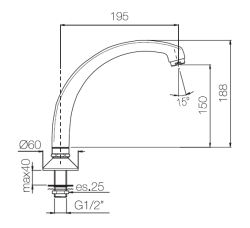 PB Pedal Line kohoutek výtok chrom pro na pracovní desku nebo umyvadlovou desku 1208969770
