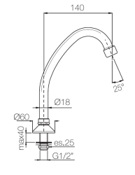 PB Pedal Line kohoutek výtok chrom pro pracovní desku nebo umyvadlovou desku 1208969771