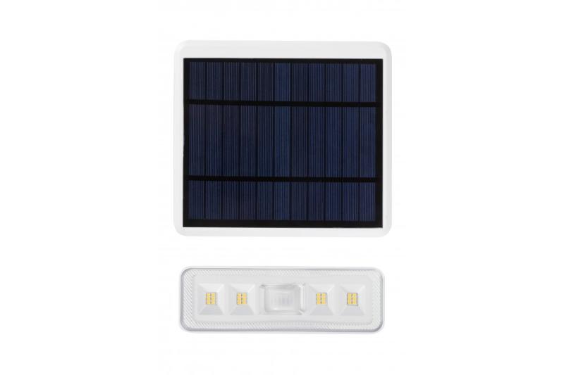 Solární svítidlo s detektory pohybu a soumraku DAVOS, LED, 1000lm, 4000K, 2000mAh, IP54, bílá
