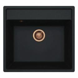 GraniteMy Bremen Granitový dřez 53x50 cm černý - Montáž na povrch, Podmontáž a Montáž na úroveň s dírou pro kohoutek a Měděnou zátkou 1208969970