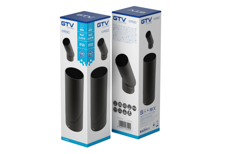 Stropní lampa VIRGO, max. 250V, 50/60Hz, 57x152mm, IP20, max. 20W, kulatá, černá