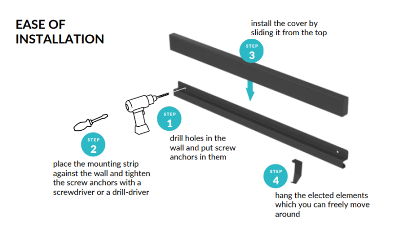 Sada kuchyňských lišt Epka Luxion 100 cm s příslušenstvím, kovová s ukrytou montáží, černá 1208969983