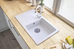 Graniteland Liri Granitový bílý dřez s odkapávací částí 765x448 mm 1208969990