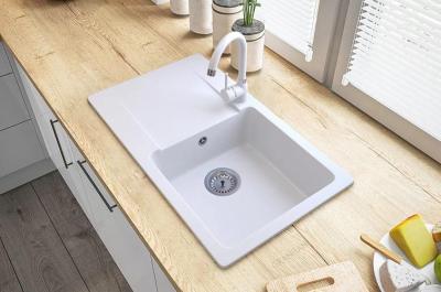 Graniteland Liri Granitový bílý dřez s odkapávací částí 765x448 mm 1208969990