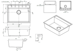 GraniteMy Bremen Granitový Dřez 64x52 cm Černý – Montáž na desku, Pod desku a Do roviny s Otvorem pro Baterii a Nerezovou Zátkou 1208969992