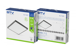 ALTAR LED stropní lampa, 295x295mm, 4000K, 24W, 1680lm, AC180-250V, 50/60 Hz, PF>0.5, IP54, černá, 3 roky záruky.