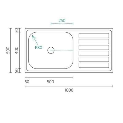 Banka Centurio 100-50 Stainless Steel Sink, surface-mounted, 100x50cm with drainer 1208970030