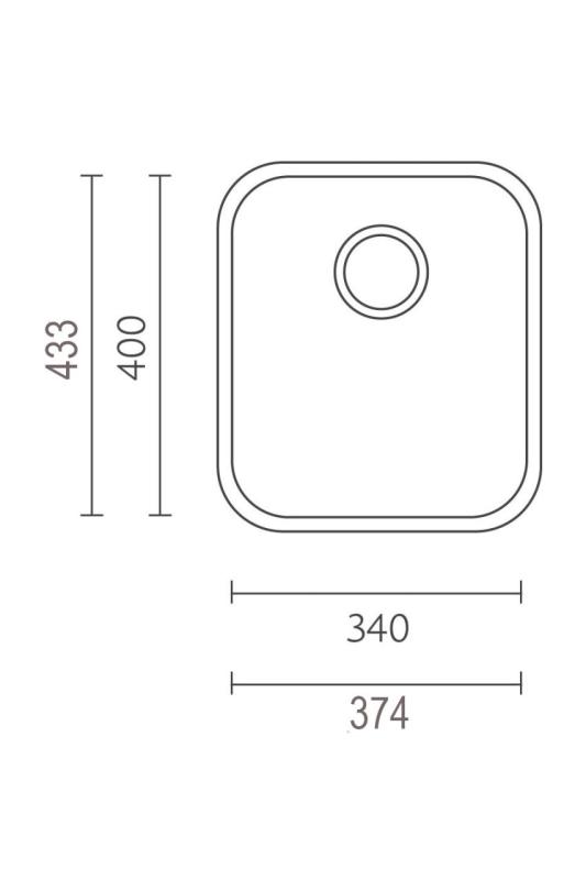 Banka IB3440 RVS dřez 34 x 40 cm Nástavba a Plochá instalace 1208970047