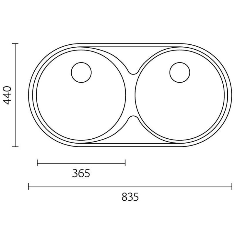 Banka Andalucia RVS Dvojitý Dřez 835 x 440 cm Podstavba 1208970051