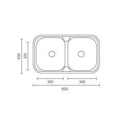 Banka Halifax RVS dvojitý dřez nástavba 80x45 cm 1208970060