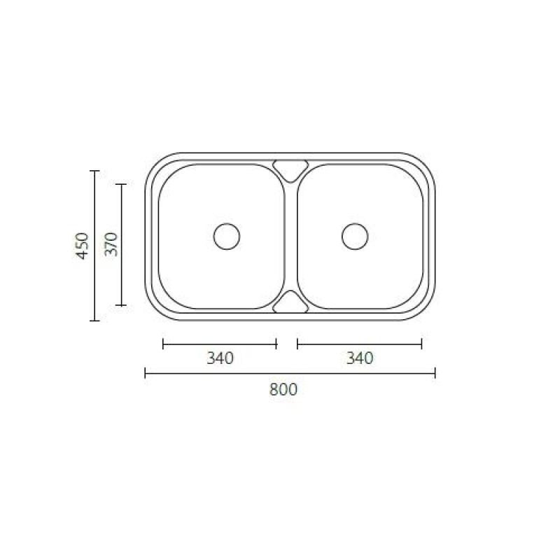 Banka Halifax RVS dvojitý dřez nástavba 80x45 cm 1208970060