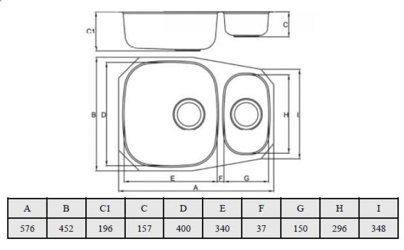 Banka Alaska Nerezová 1,5 dřezová vana podstavná 524 x 400 mm 1208970064