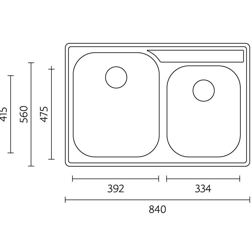 Banka Princess nerezový dvojitý dřez podstavný 750x475 mm 1208970067