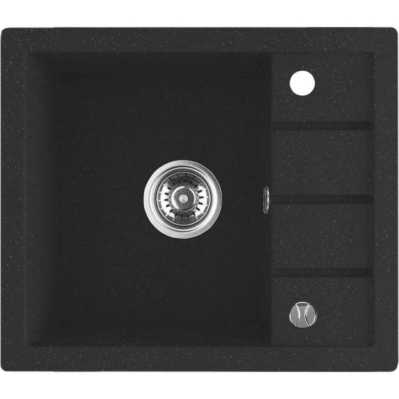 Aquadesign Somerset Granitový Nástavbový Dřez Antracit s Malou Odkapávací Plochou 570 x 495 mm 1208970084