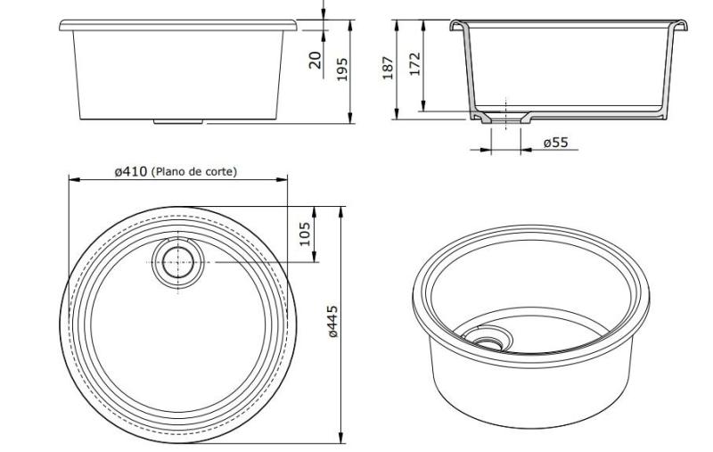 Ausmann Ceramic Brook keramické bílé kulaté umyvadlo na desku 1208970092