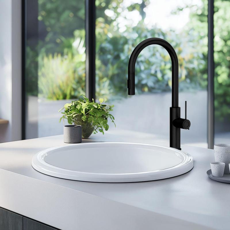 Ausmann Ceramic Brook keramické bílé kulaté umyvadlo na desku 1208970092