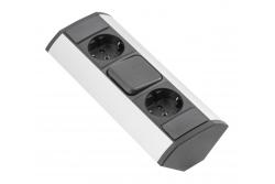 MINI rohová prodlužovací šňůra se spínačem a 2 zásuvkami Schuko 230 V 16 A