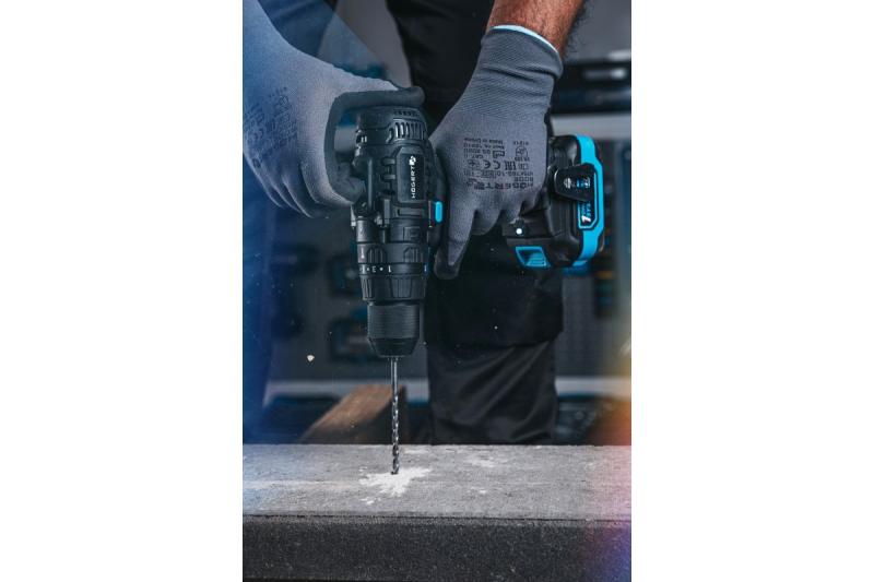 Högert akumulátorová příklepová vrtačka 18V pro cihly, kámen, dřevo, kov.