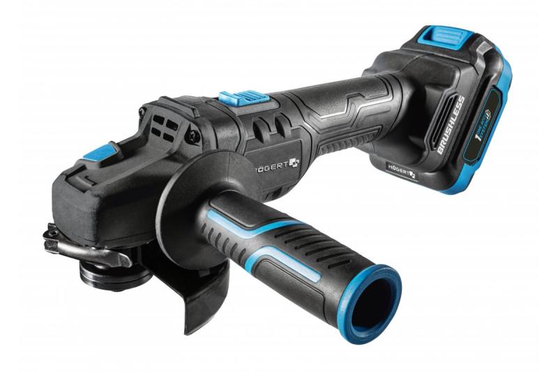 HÖGERT Bezdrátová úhlová bruska s pádlem spínačem, 125MM, 18V, sada s baterií, nabíječkou, příslušenstvím.