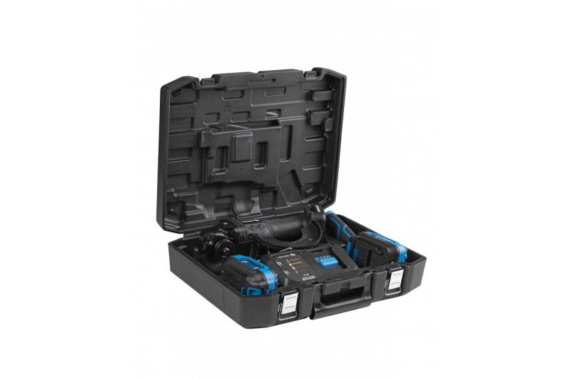 HÖGERT Bezdrátová úhlová bruska s pádlem spínačem, 125MM, 18V, sada s baterií, nabíječkou, příslušenstvím.