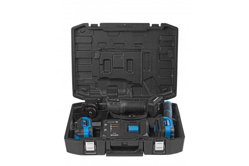 HÖGERT Bezdrátová úhlová bruska s pádlem spínačem, 125MM, 18V, sada s baterií, nabíječkou, příslušenstvím.