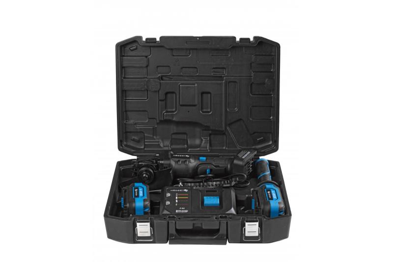 HÖGERT Akumulátorová úhlová bruska s pádlem spínačem, 125MM, 18V - Sada (baterie, nabíječka, příslušenství)