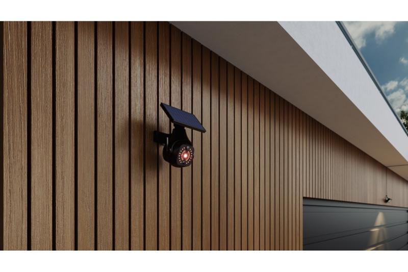 Sluneční reflektor s pohybovým a šerovým senzorem GUARDOS, LED, 300lm, 6400K, 1200mAh, IP65, dummy kamera