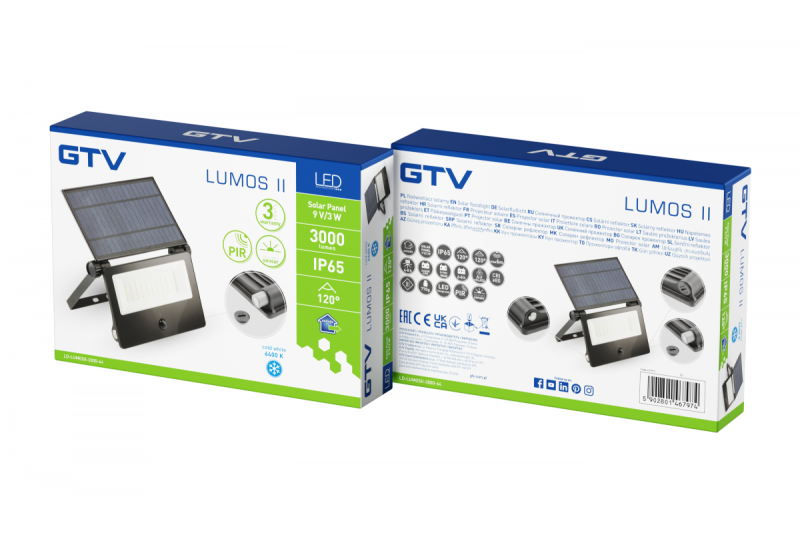 Světlo povodně LUMOS II, LED, 3000lm, 6400K, 2x2600mAh vyměnitelné, IP65, černé