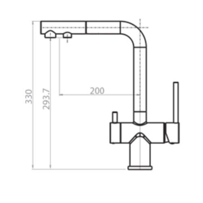 Ausmann Ellington 3-cestná kuchyňská baterie s výsuvnou výtokovou trubicí a filtrováním vody – Šedá – 1208970494