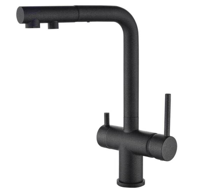 Ausmann Ellington 3-cestná kuchyňská baterie s výsuvnou hubicí a filtrováním vody – Antracit - 1208970495