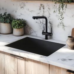 Ausmann Ellington 3-cestná kuchyňská baterie s výsuvnou hubicí a filtrovou vodou – Černá - 1208970497