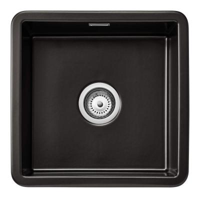 Ausmann Ceramic Ember Keramická podložka Černý čtvercový dřez Nadstandardní a podstandardní 40 x 40 cm s nerezovou zátkou 1208970507