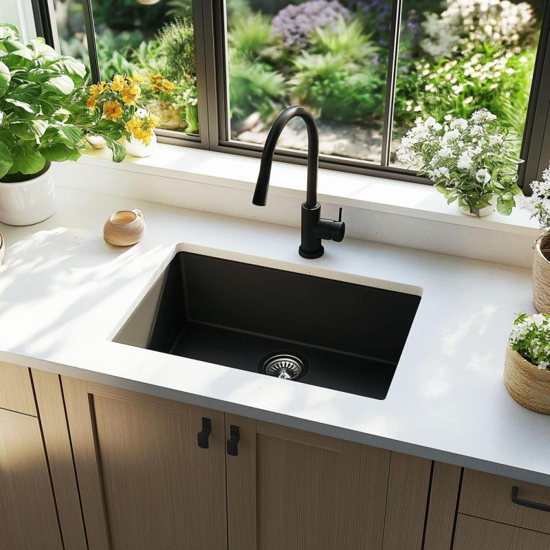 Ausmann Ceramic Ember Keramické Mat Černé Dřez - Montáž a Podmontáž 54 x 40 cm s nerezovou zástrčkou 1208970511