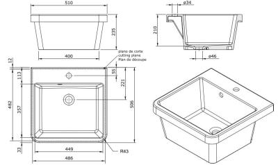 Ausmann Ceramic Frost Keramické Bílé Umyvadlo - Nástavbové 510 x 506 mm s otvorem pro baterii 1208970516