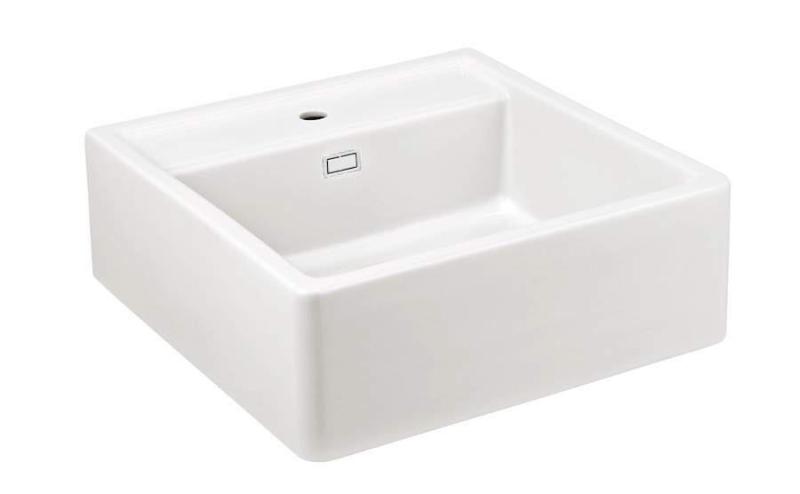 Ausmann keramická panoramatická stínítka keramický bílý butler dřez - podstavný a vestavný 630 x 597 mm s otvorem pro baterii a bílou zátkou 1208970556.