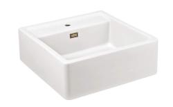 Ausmann Ceramic Panor Shade Keramický bílý dřez Butler - Podskříňový a mezipodlažní 630 x 597 mm s dírou pro kohoutek a zlatou zástrčkou 1208970558