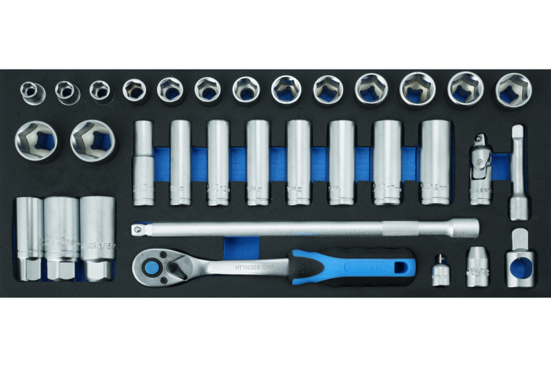 Sada nářadí s račnou 3/8", 33 kusů, EVA vložka.