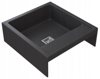Graniteland Arno Granitový Černý Dřez mezistavba 582x620mm s nerezovým čtvercovým uzávěrem 1208970602