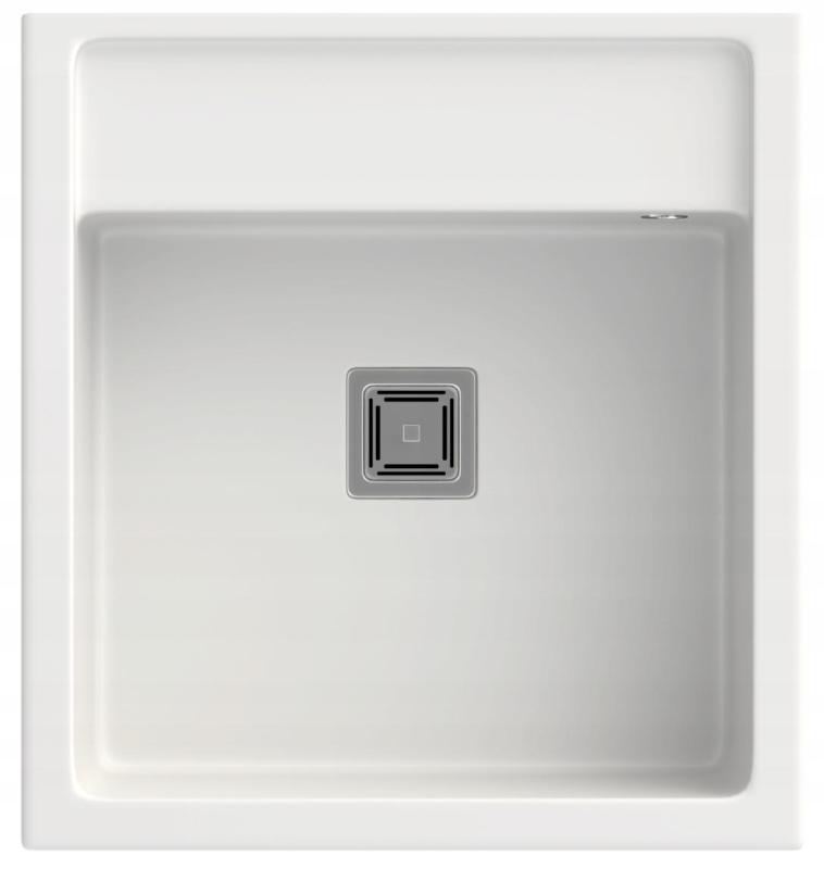 Graniteland Arno Granitová Bílý Umyvadlo pro vestavbu 582x620mm s nerezovou čtvercovou zástrčkou 1208970604