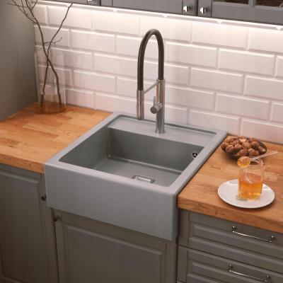Graniteland Arno Granitový šedý dřez mezi stavbou 582x620mm s nerezovou čtvercovou zástrčkou 1208970605