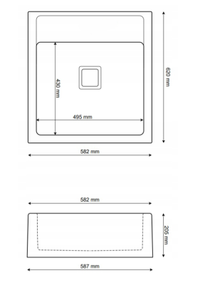 Graniteland Arno Granitový šedý dřez mezi stavbou 582x620mm s nerezovou čtvercovou zástrčkou 1208970605
