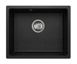 Granitová dřezová mísa Graniteland Solo z černé žuly, spodní montáž 42x34 cm s nerezovou zátkou 1208970611.