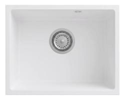 Graniteland Solo Granite White Undermount Sink 42x34 cm with Stainless Steel Plug 1208970613