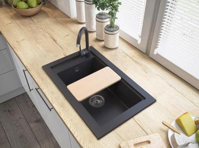 Graniteland Magra Granitový Černý Dřez na vyvýšenou montáž 686 x 427 mm s otvorem pro baterii a nerezovou zátkou 1208970616