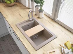 Graniteland Magra Granitový Béžový Pískovcový Umyvadlo nástavba 686 x 427 mm s dírou pro kohoutek a nerezovou zátkou 1208970617