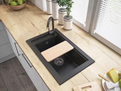 Graniteland Magra Granit Antracit Zlato Umývadlo nástavba 686 x 427 mm s dírou pro kohoutek a nerezovou zástrčkou 1208970623