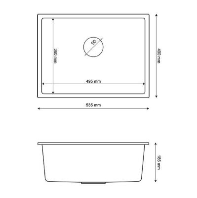Graniteland Solo Granite Beige Sand Undermount Sink 535x400 mm with Stainless Steel Plug 1208970636