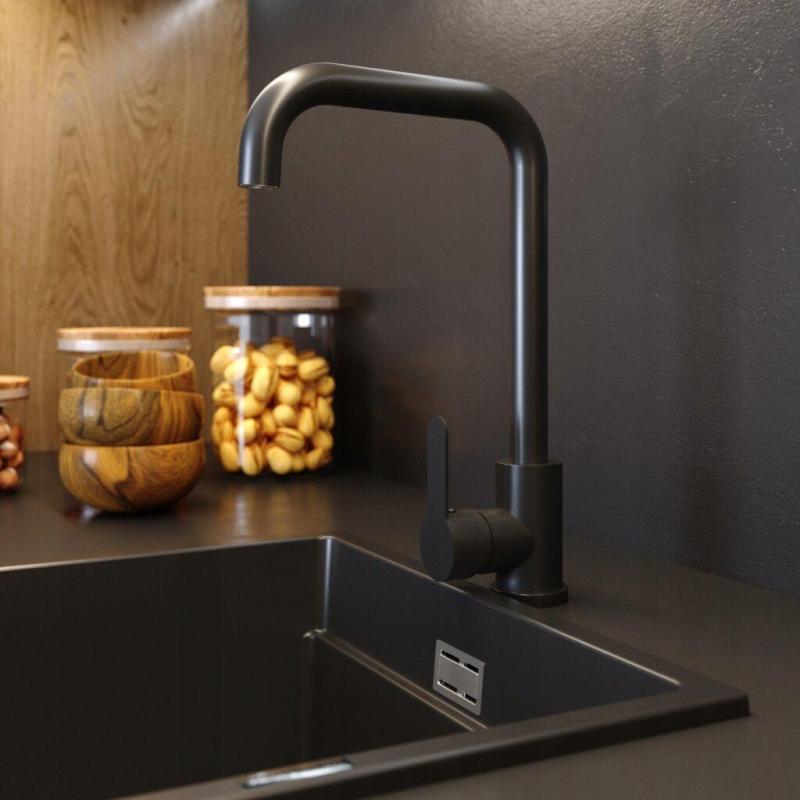 Graniteland Stellar kuchyňská baterie černá s otočným výtokem 1208970671