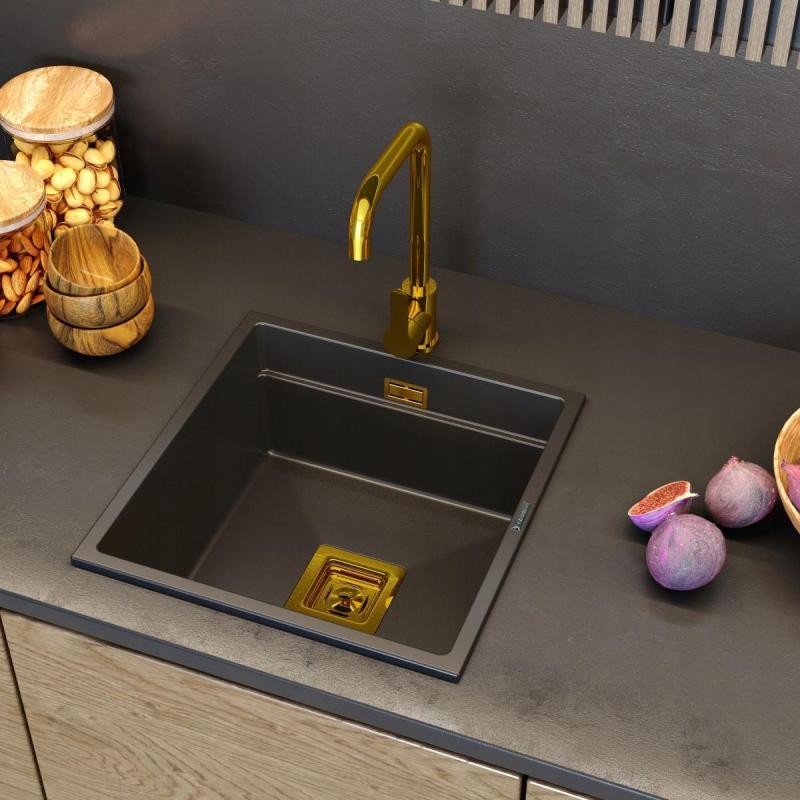 Graniteland Stellar Kuchyňská směšovací baterie Zlato s otočným výtokem 1208970673